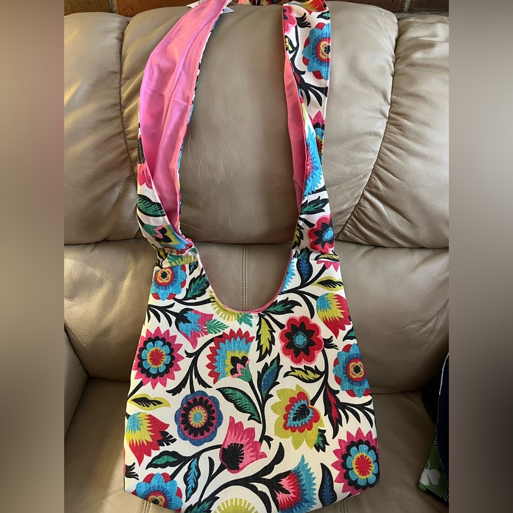 Destiny Handbags Irene Flowers Tote Purse Washable Tie Strap Made In USA New
